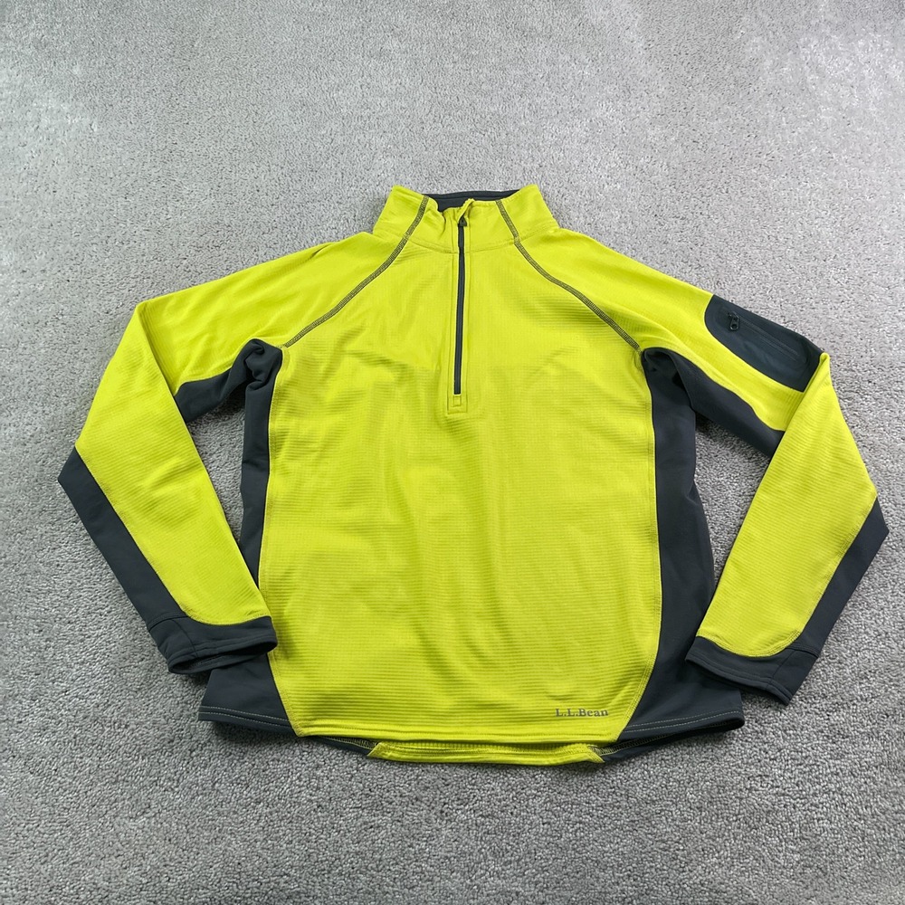 LL Bean Top Womens Medium Yellow Quarter Zip Fleece Pullover Active Hiking